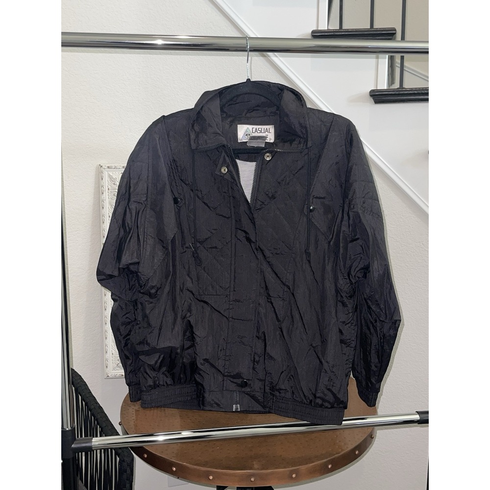 Vintage Black‎ Casual Isle Windbreaker Jacket Women's Size Medium
